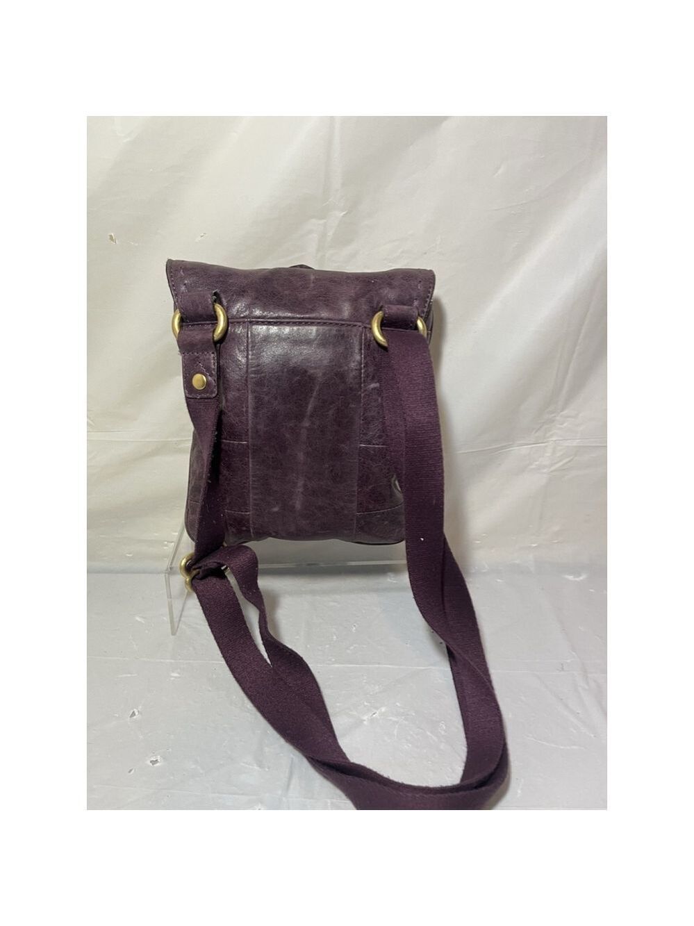 JUICY COUTURE WHIPSTITCH LEATHER TASSEL CROSSBODY BAG PURSE Plum Y2K - Picture 7 of 16